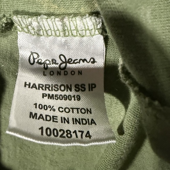 Pepe Jeans London Graphic Logo All Over Print T-Shirt Green Slim Fit XL - Picture 5 of 5